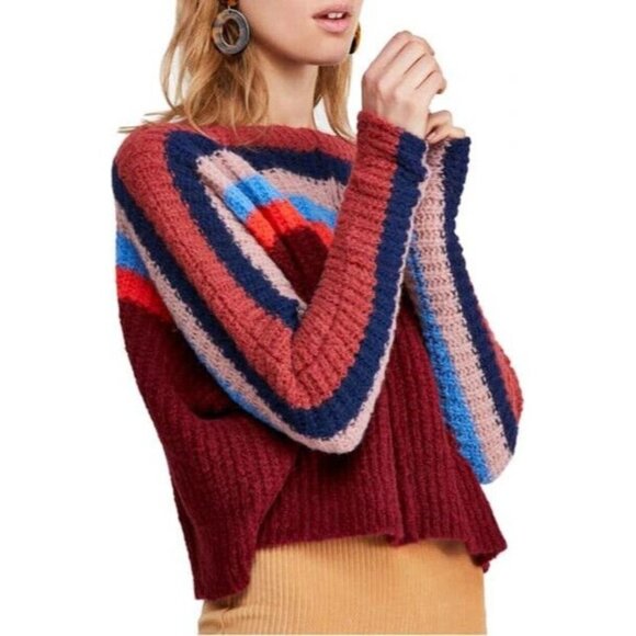 Free People Sweaters - EUC Womens Free People See The Rainbow Sweater In Wine size‎ S